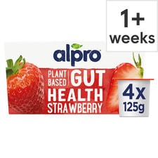 Alpro Strawberry Gut Health Dairy Free Soya Yoghurt Alternative 4x125g