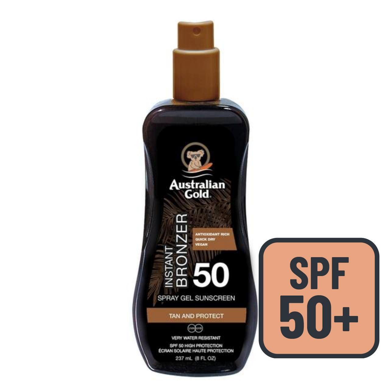 Australian Gold SPF 50 Sunscreen Spray with Instant Bronzer