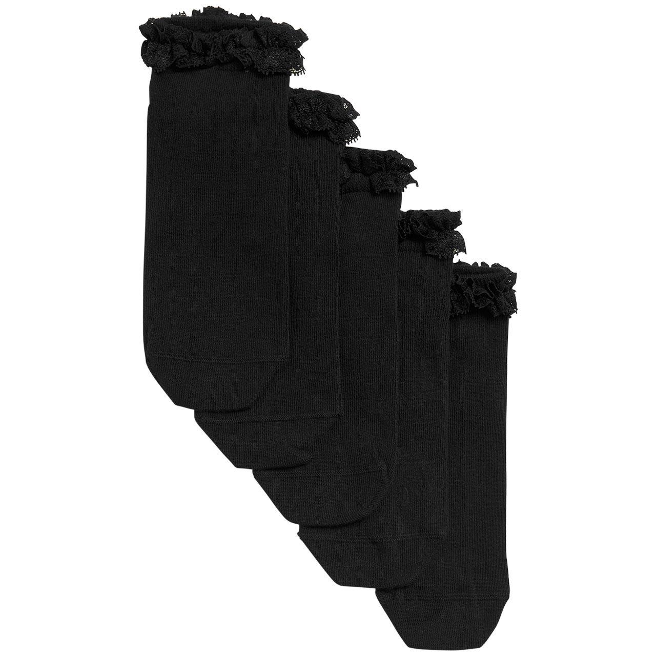 M&S Girls Frill Trainer Liners, 5 Pack, 8-12, Black