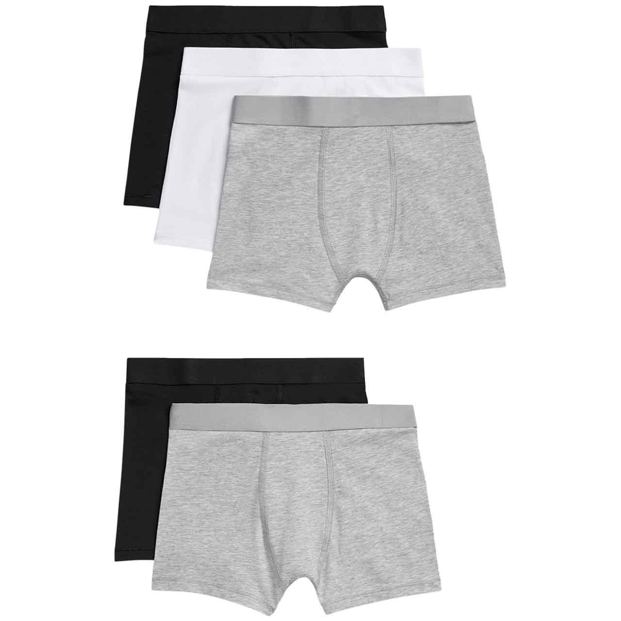 M&S Boys Grey Cotton Plain Trunks 7-8 Years, 5 Pack