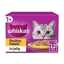 Whiskas Adult Cat Food Pouches Poultry Feasts In Jelly 12x85g