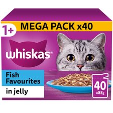 Whiskas Adult Cat Food Pouches Fish Favourites in Jelly 40x85g