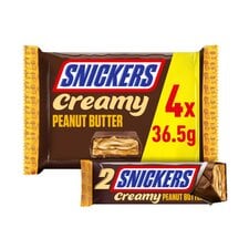 Snickers Creamy Peanut Butter & Milk Chocolate Duo Bars 4 x 36.5g