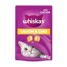 Whiskas Cat Food Treat Skin & Coat Supplement Groom & Care 45g