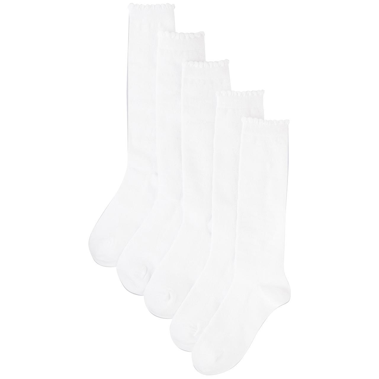 M&S Girls Butterfly Knee High Socks, Shoe Size 12.5-3.5, White