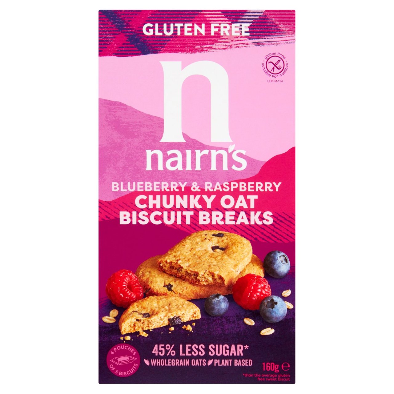 Nairn's Gluten Free Biscuit Breaks Chunky Oats, Blueberry & Raspberry 160g