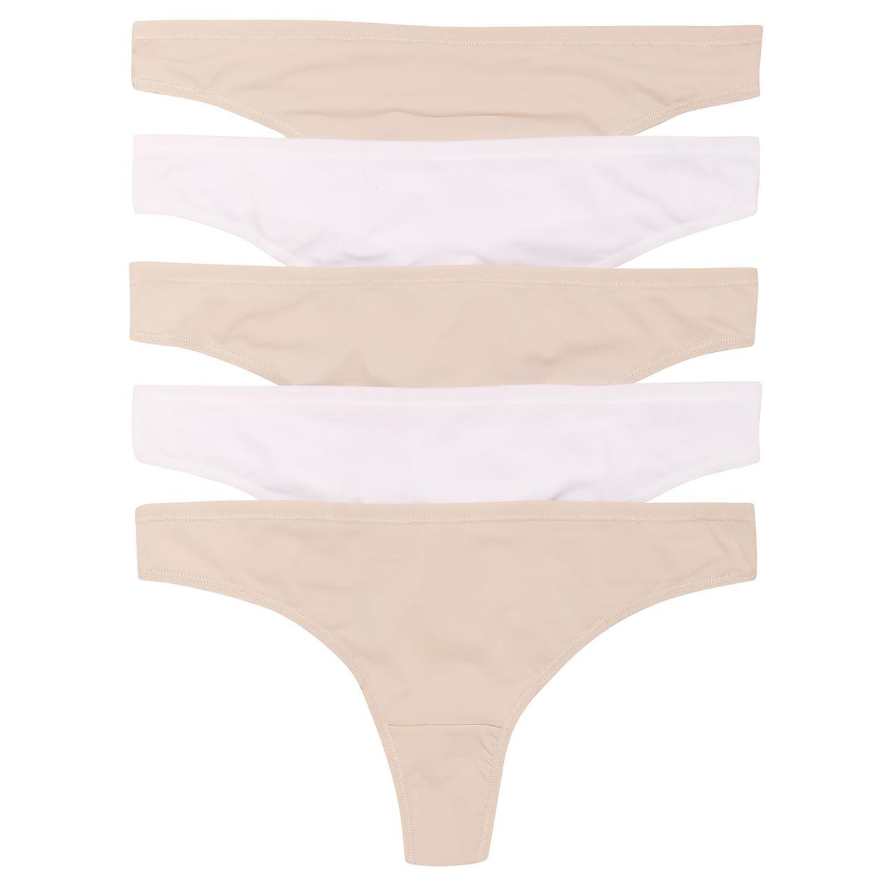 M&S Womens 5 Pack Microfibre Low Rise Thongs, Size 14, Opaline Mix