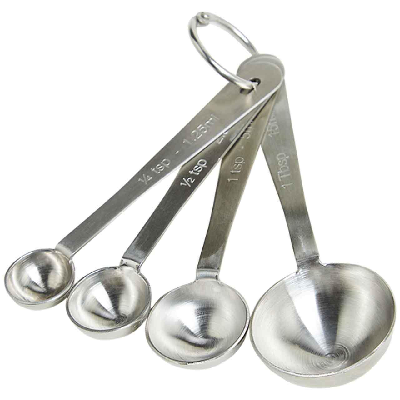 M&S Set of 4 Stainless Steel Measuring Spoons, Silver