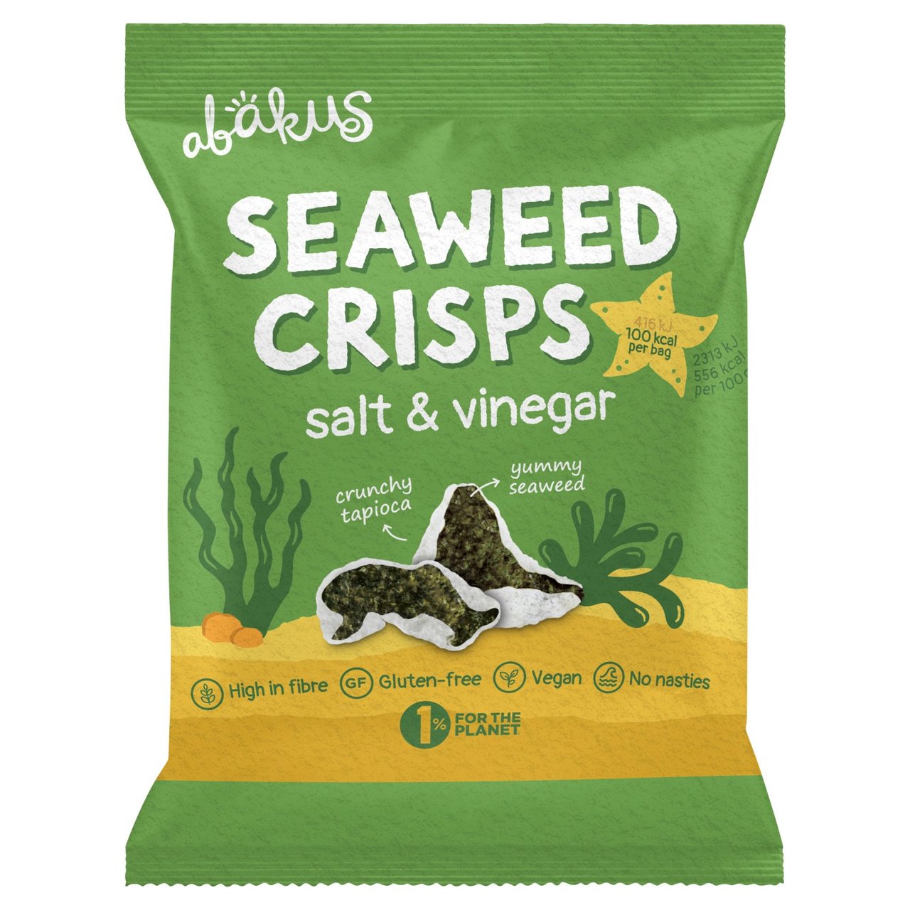 Abakus Foods Seaweed Crisps, Salt & Vinegar