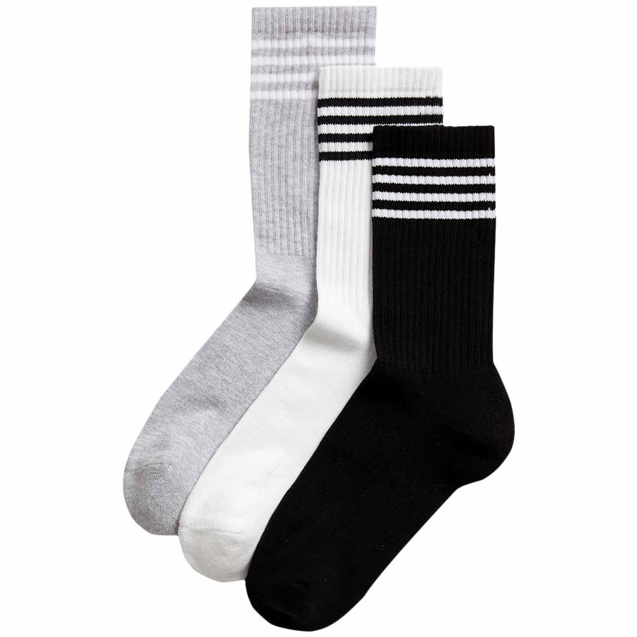 M&S Goodmove Ombre Stripe Crew Socks, Sizes 3-5, Black