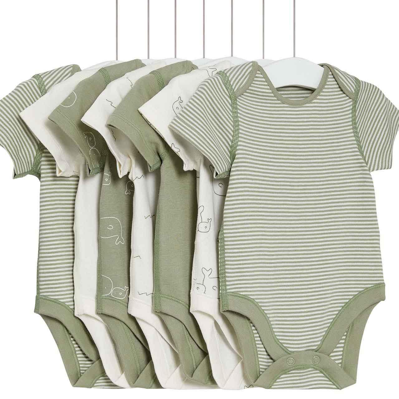 M&S Whale Bodysuits, Newborn, Green