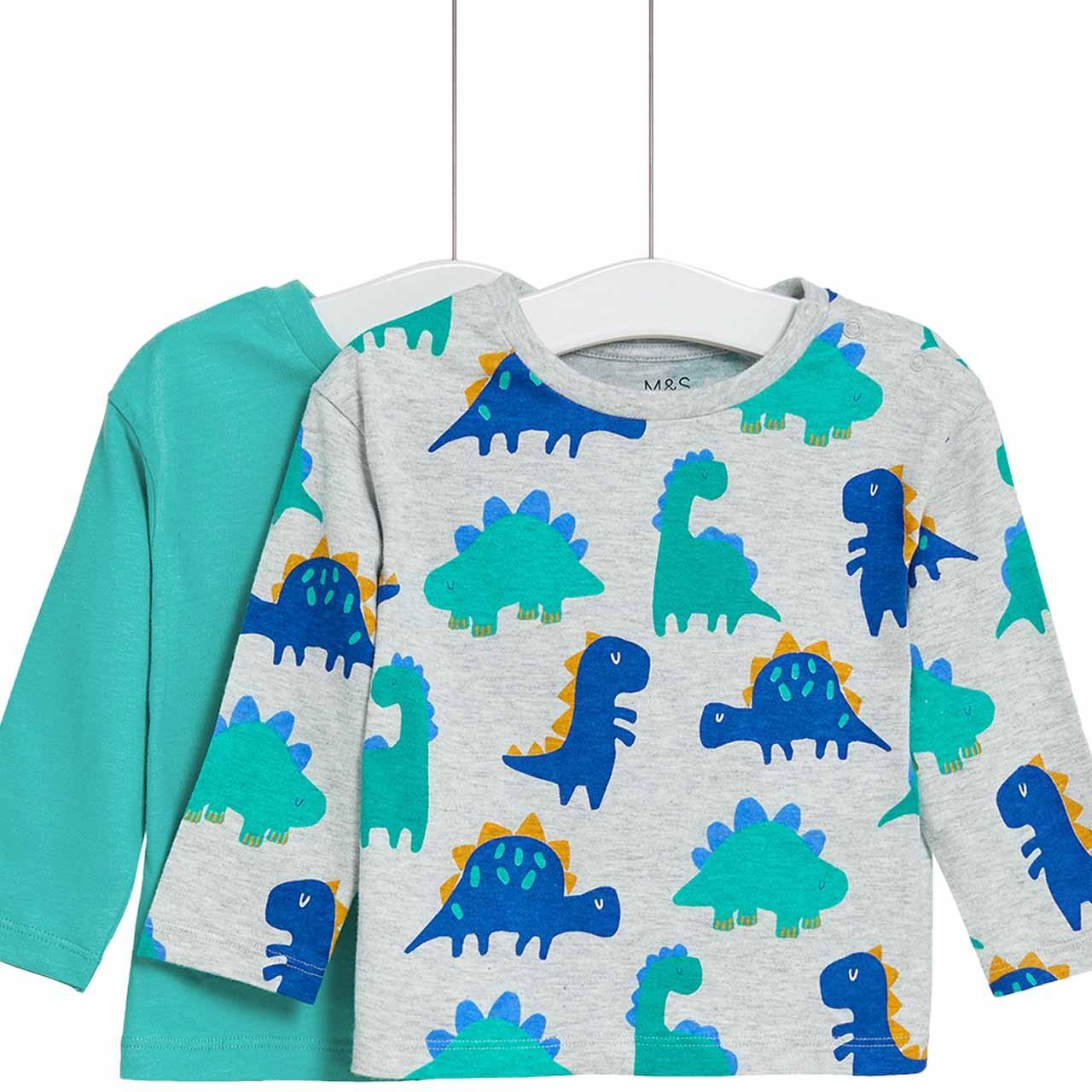 M&S Dino Long Sleeve Tops, 12-18 Months