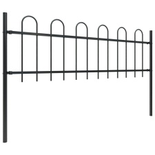 Garden Fence with Hoop Top Steel 11.9x0.6 m Black