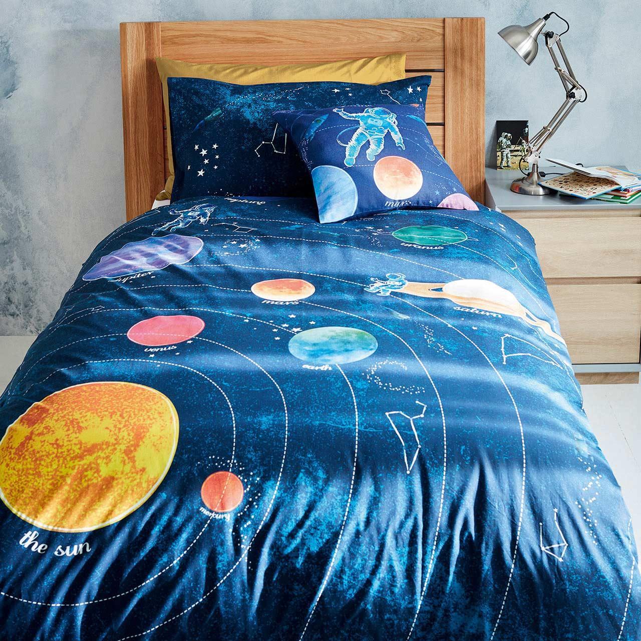 M&S Pure Cotton Space Bedding Set 'Single (3 ft) Navy Mix