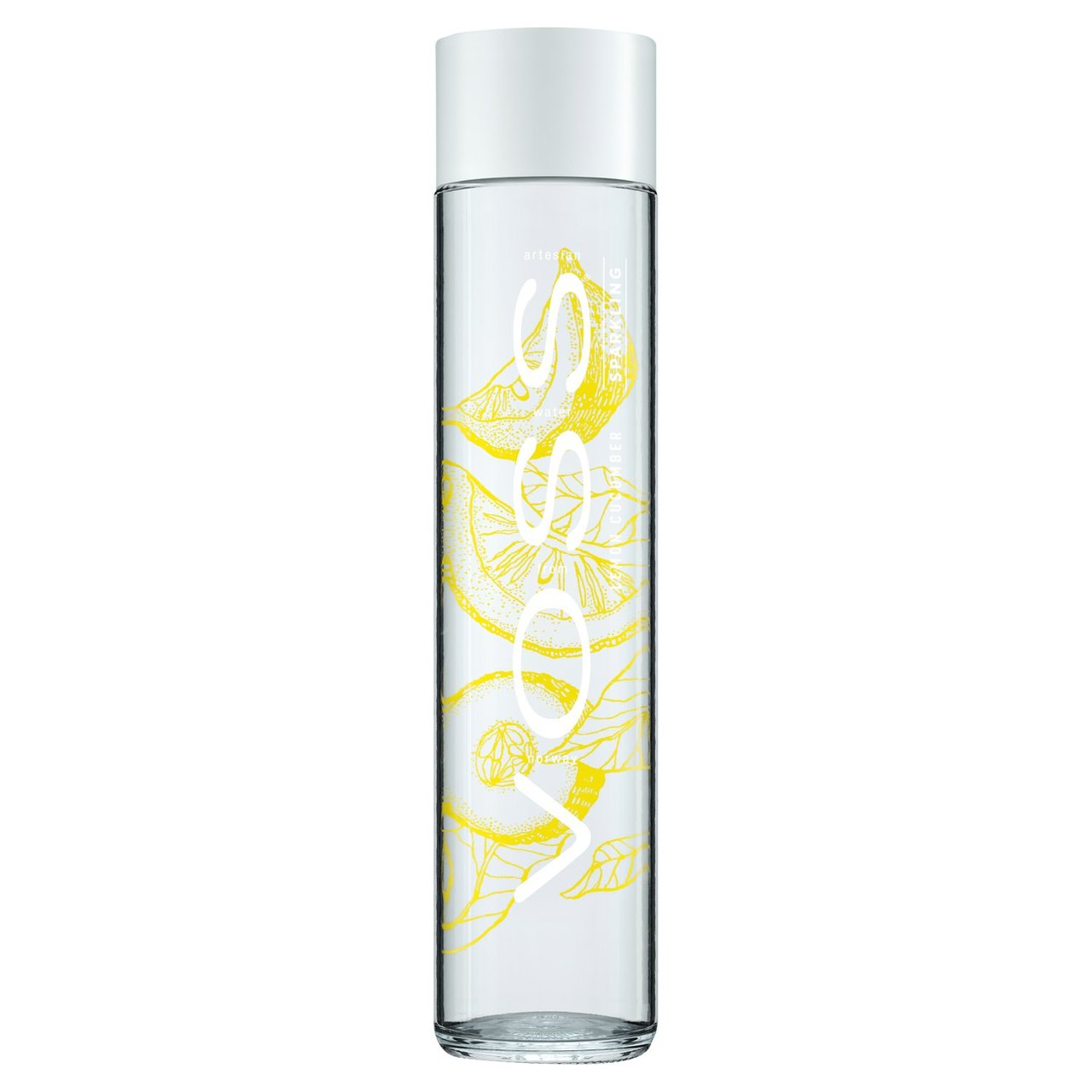 VOSS Lemon Cucumber Flavoured Sparkling Water Glass Bottle