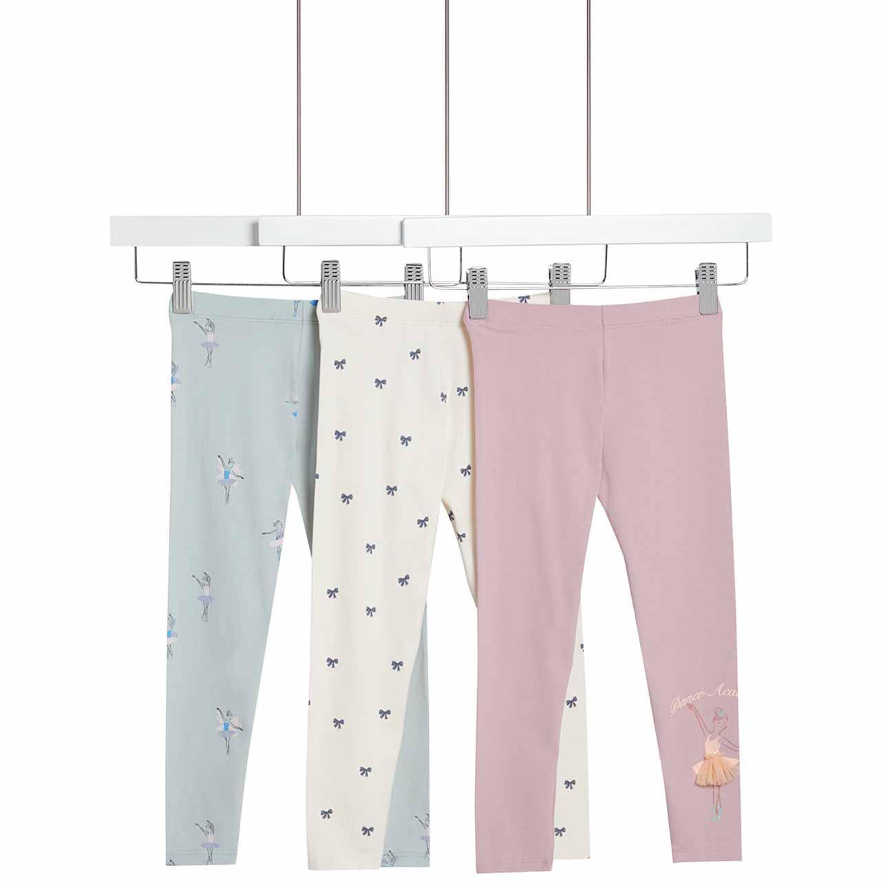 M&S Cotton Rich Ballet Leggings, 3 Pack, 3-4 Years