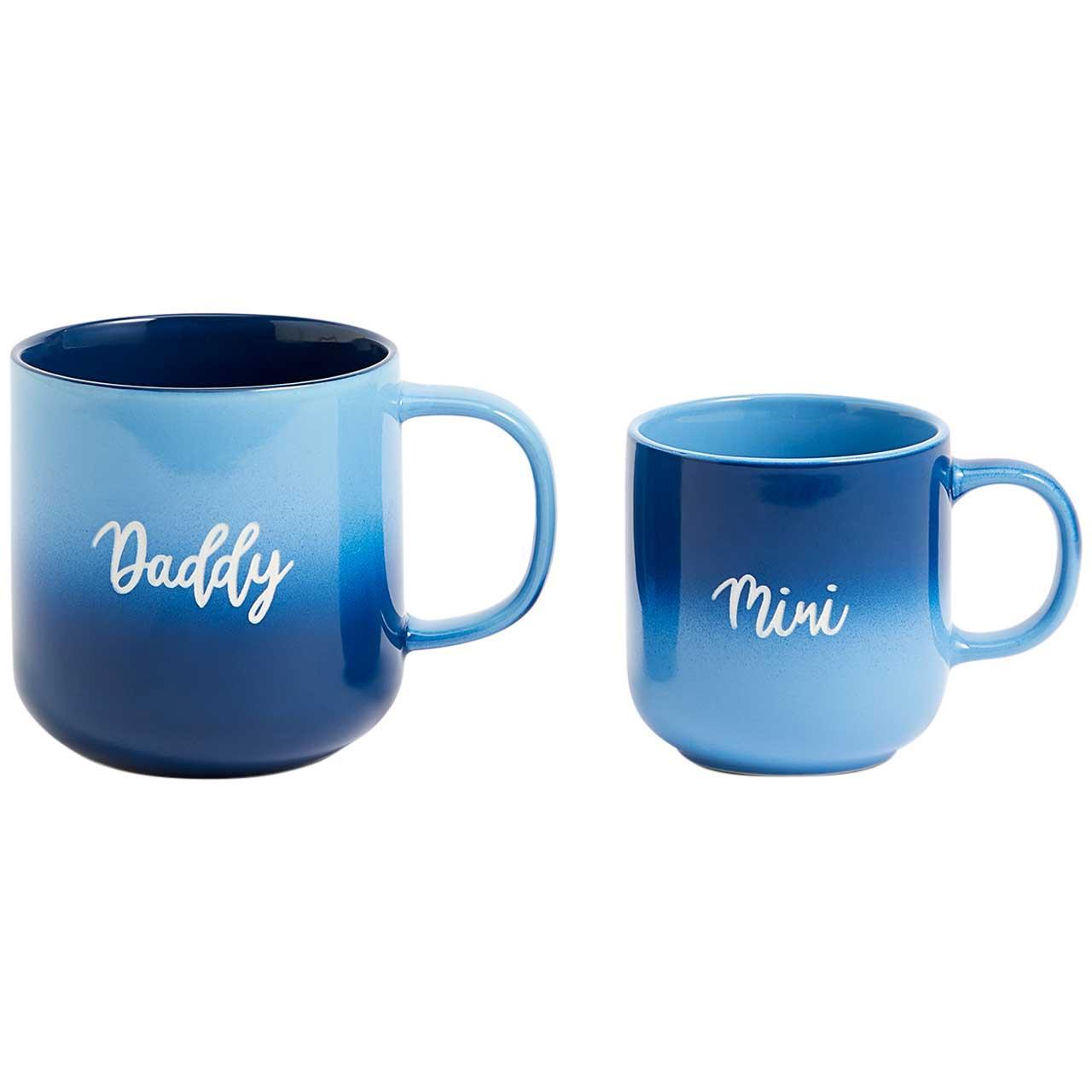 M&S Set Of 2 Mini And Daddy Mugs, Blue