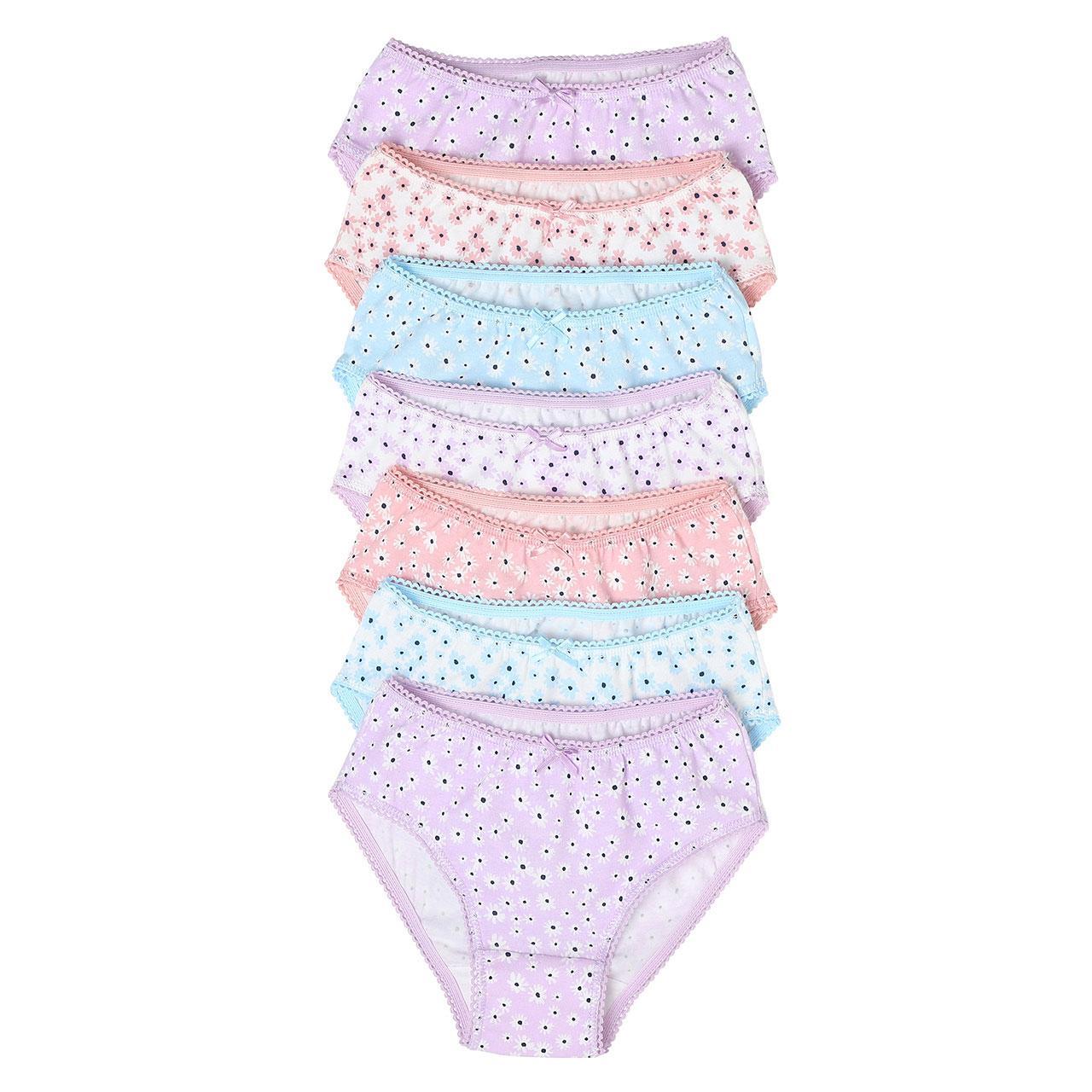 M&S Girls 7 Pack Cotton Floral Knickers, 5-6 Years, Lilac