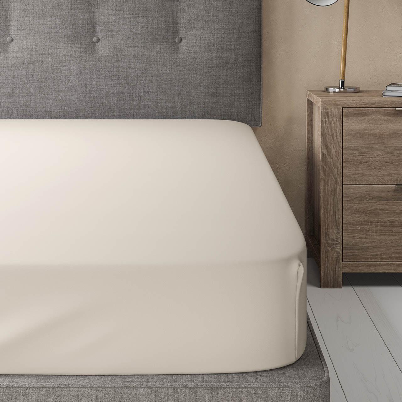 M&S Comfortably Cool Tecel Rich Fitted Sheet, Double, Cream
