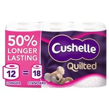 Cushelle Quilted 50% Longer Lasting Toilet Tissue 12 Rolls