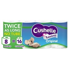 Cushelle Original Tubeless Twice as Long Toilet Tissue 8 Rolls