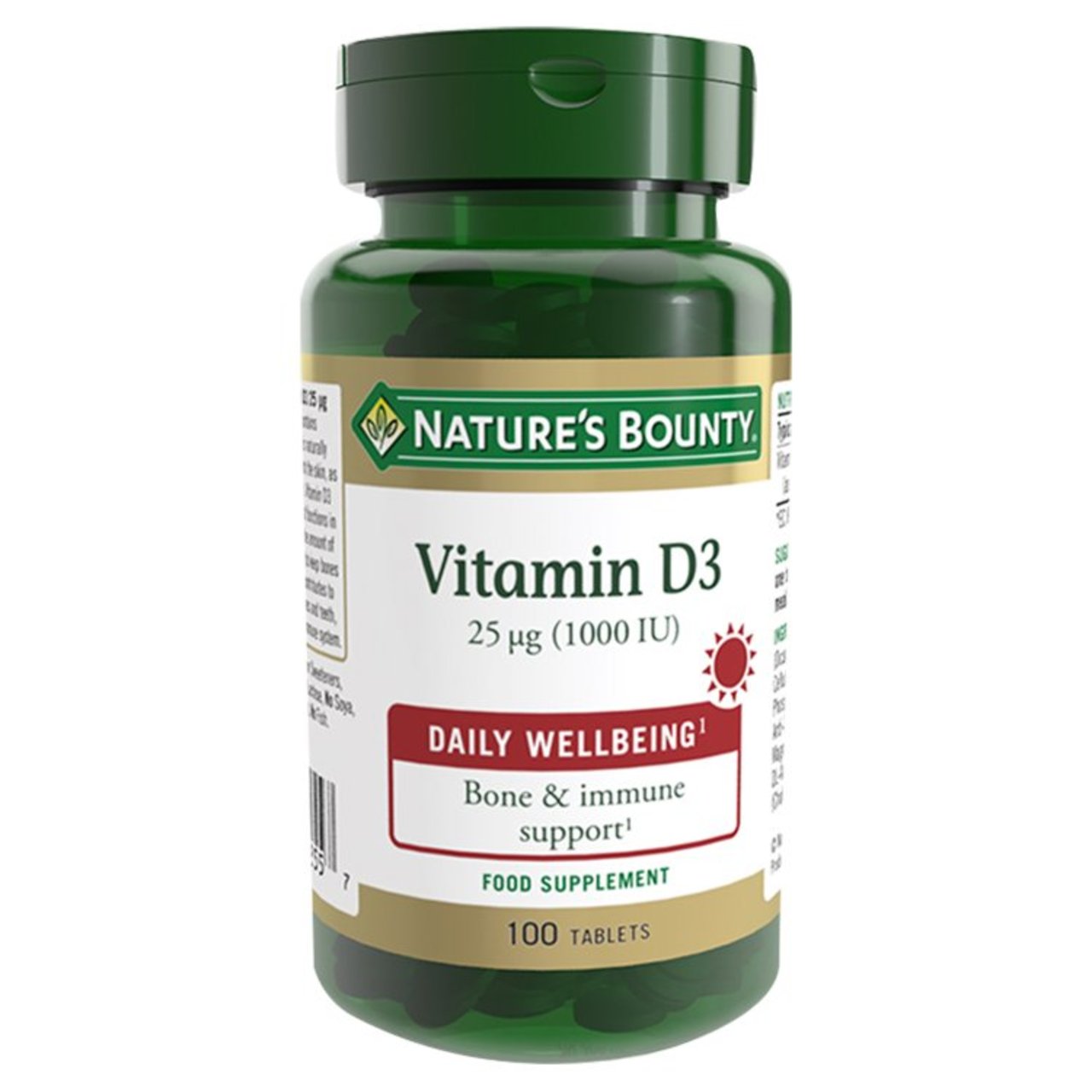 Nature's Bounty Vitamin D3 Supplement Tablets 25ug 1000IU  