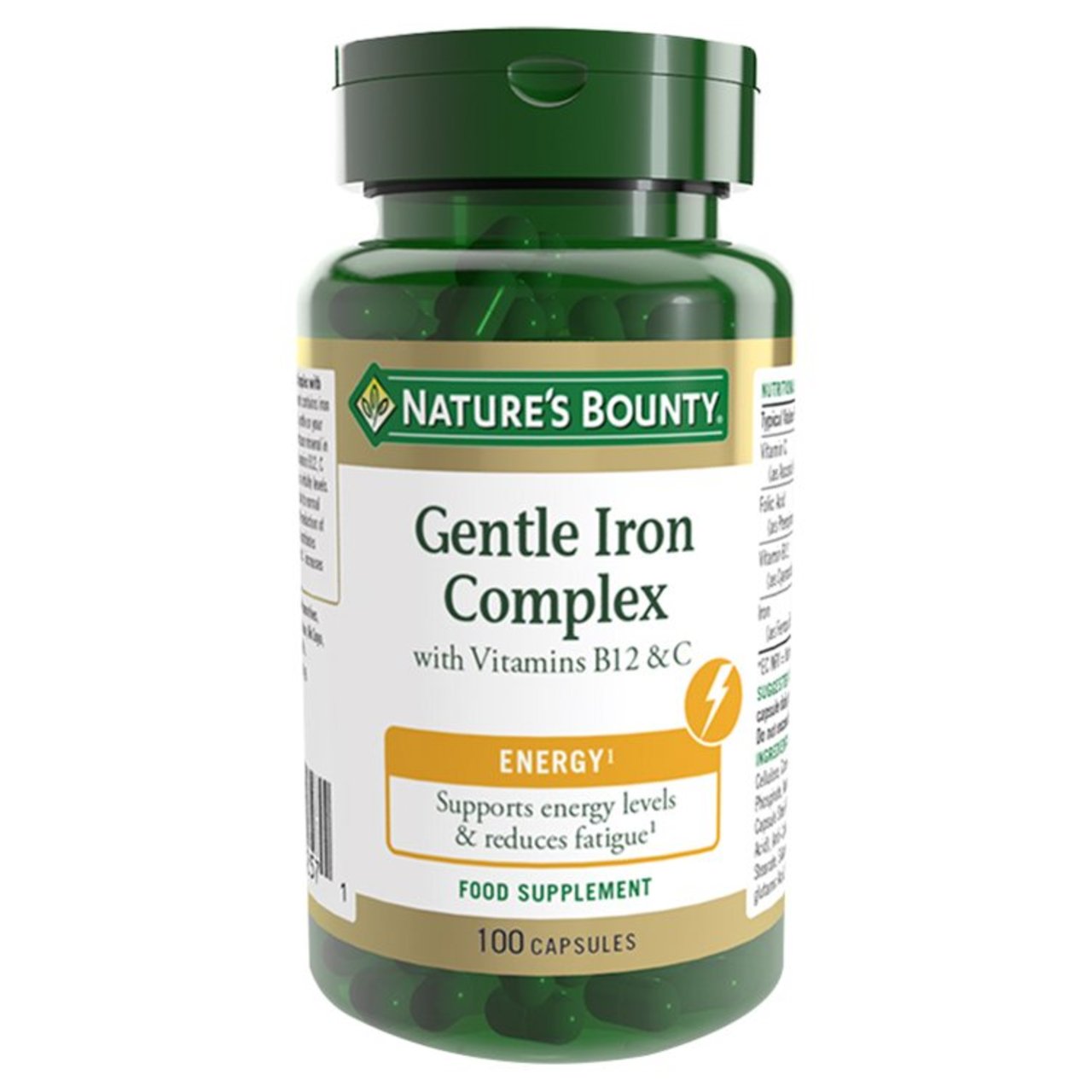 Nature's Bounty Gentle Iron Complex with Vitamin B12 & C Capsules  