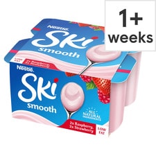 Ski Smooth Strawberry & Raspberry Yogurt 4X120g