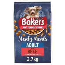 Bakers Meaty Meals Adult Dry Dog Food Beef 2.7kg