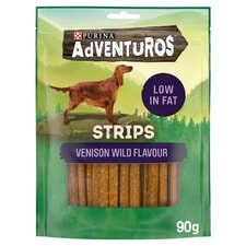 Adventuros Strips Dog Treats Venison Flavour 90g