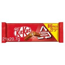 Kit Kat 2 Finger Milk Chocolate Biscuit Bars Multipack, 21 Pack