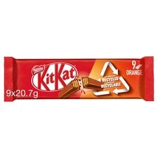 Kit Kat 2 Finger Orange Chocolate Biscuit Bars Multipack, 9 Pack