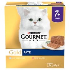 Gourmet Gold Senior Cat Food Tinned Pate Salmon 8X85g