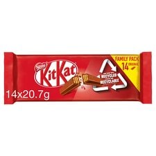 Kit Kat 2 Finger Milk Chocolate Biscuit Bars Family Pack Multipack, 14 Pack