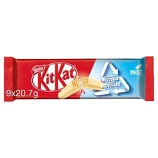 Kit Kat 2 Finger White Chocolate Biscuit Bars Multipack, 9 Pack