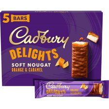 Cadbury Delights Orange Caramel Chocolate Nougat Bar 5 Pack 110g