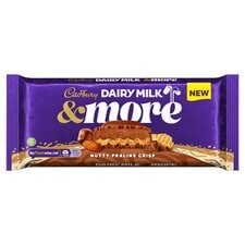 CADBURY DAIRY MILK &MORE NUTTY PRALINE CRISP CHOCOLATE BAR 180G