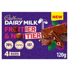 Cadbury Fruitier & Nuttier Chocolate Bars 4X30g