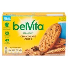 BelVita Breakfast Biscuits 30% Less Sugar Choc Chip 5 Pack 225G