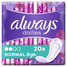 Always Dailies Singles To Go Panty Liners 20 Pack