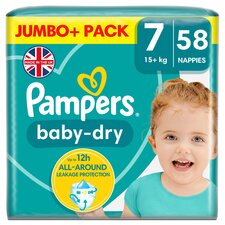 Pampers Baby Dry Size 7 Jumbo+ Pack 58 Nappies