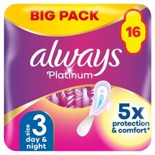 Always Platinum Night Size 3 Sanitary Towels 16 Pack