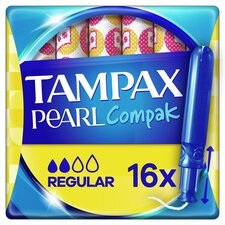 Tampax Pearl Compak Regular Tampons With Applicator X 16