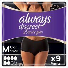 Always Discreet Boutique Incontinence Pants Black Medium 9 pack