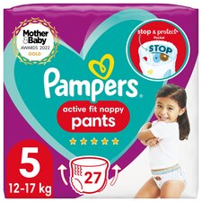 Pampers Active Fit Nappy Pants, Size 5 (12-17kg) Essential Pack