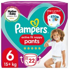 Pampers Active Fit Nappy Pants, Size 6 (15kg+) Essential Pack