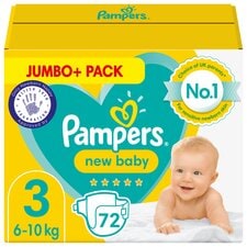 Pampers New Baby Size 3 72 Nappies Jumbo+ Pack