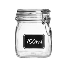 Bormioli Rocco Lavagna Glass Storage Jar with Label - 750ml