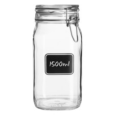 Bormioli Rocco Lavagna Glass Storage Jar with Label - 1.5 Litre