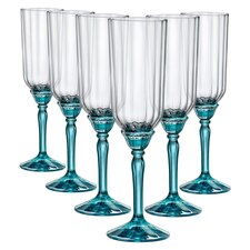 Bormioli Rocco Florian Champagne Flutes - 210ml - Blue - Pack of 6